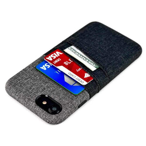 Twill Canvas Card and Cash Case for iPhone iPhone Case Dockem iPhone SE 2 Black and Grey 