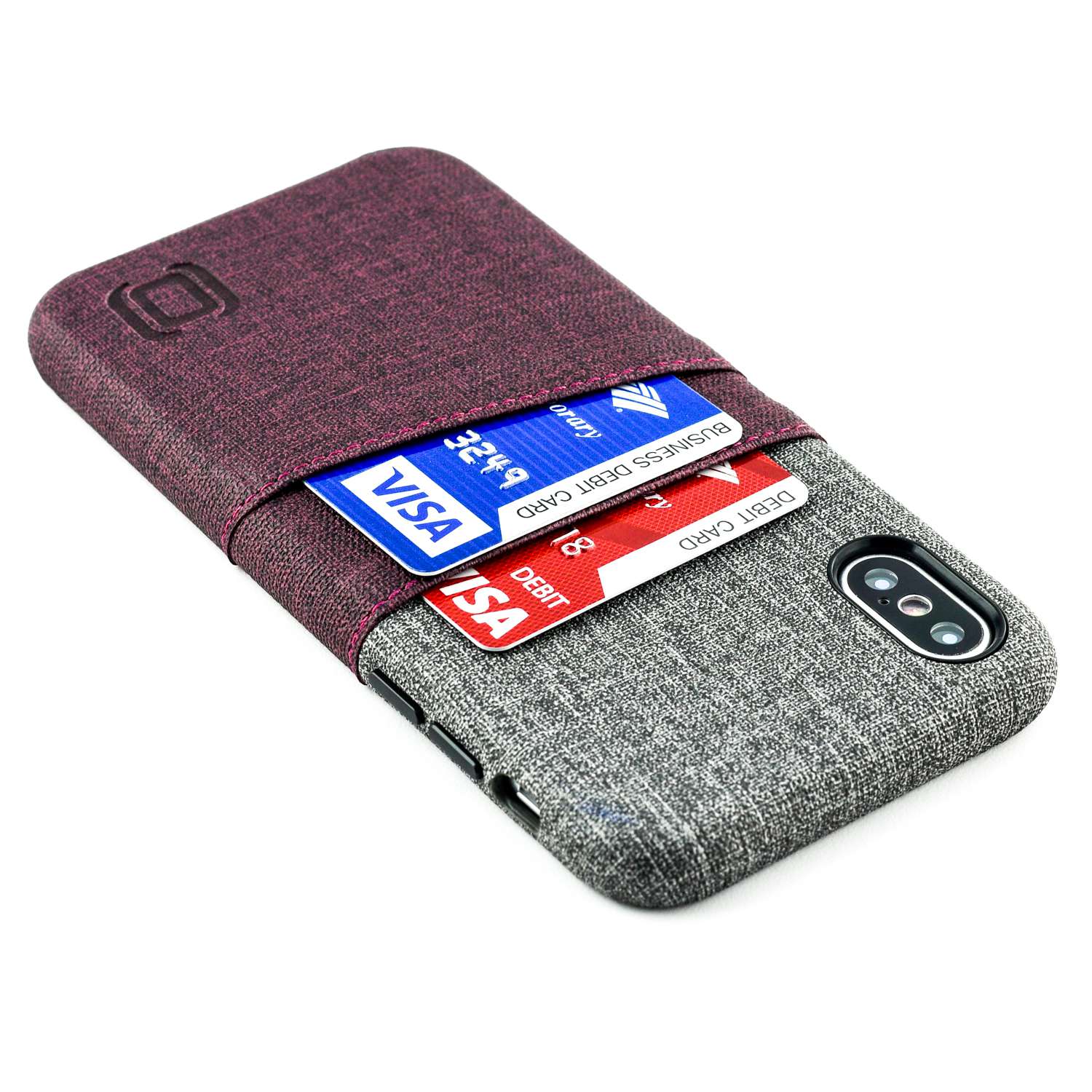 Luxe Wallet Case for iPhone X and XS [Maroon/Grey]