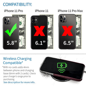 iPhone 11 Pro Luxe M2 Wallet Case [Maroon/Grey]