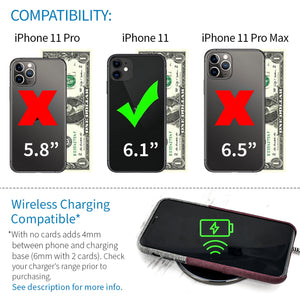 iPhone 11 Luxe M2 Wallet Case [Maroon/Grey]