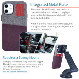 iPhone 12 Mini Luxe M2 Wallet Case [Maroon/Grey]