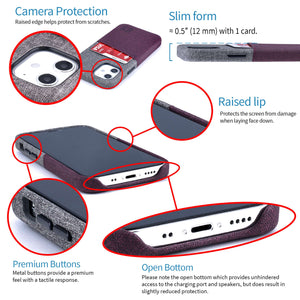 iPhone 12 Mini Luxe M2 Wallet Case [Maroon/Grey]