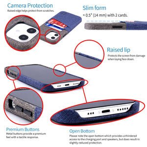 iPhone 12/12 Pro Luxe M2 Wallet Case [Blue/Grey]