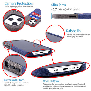 iPhone 12 Pro Max Luxe M2 Wallet Case [Blue/Grey]