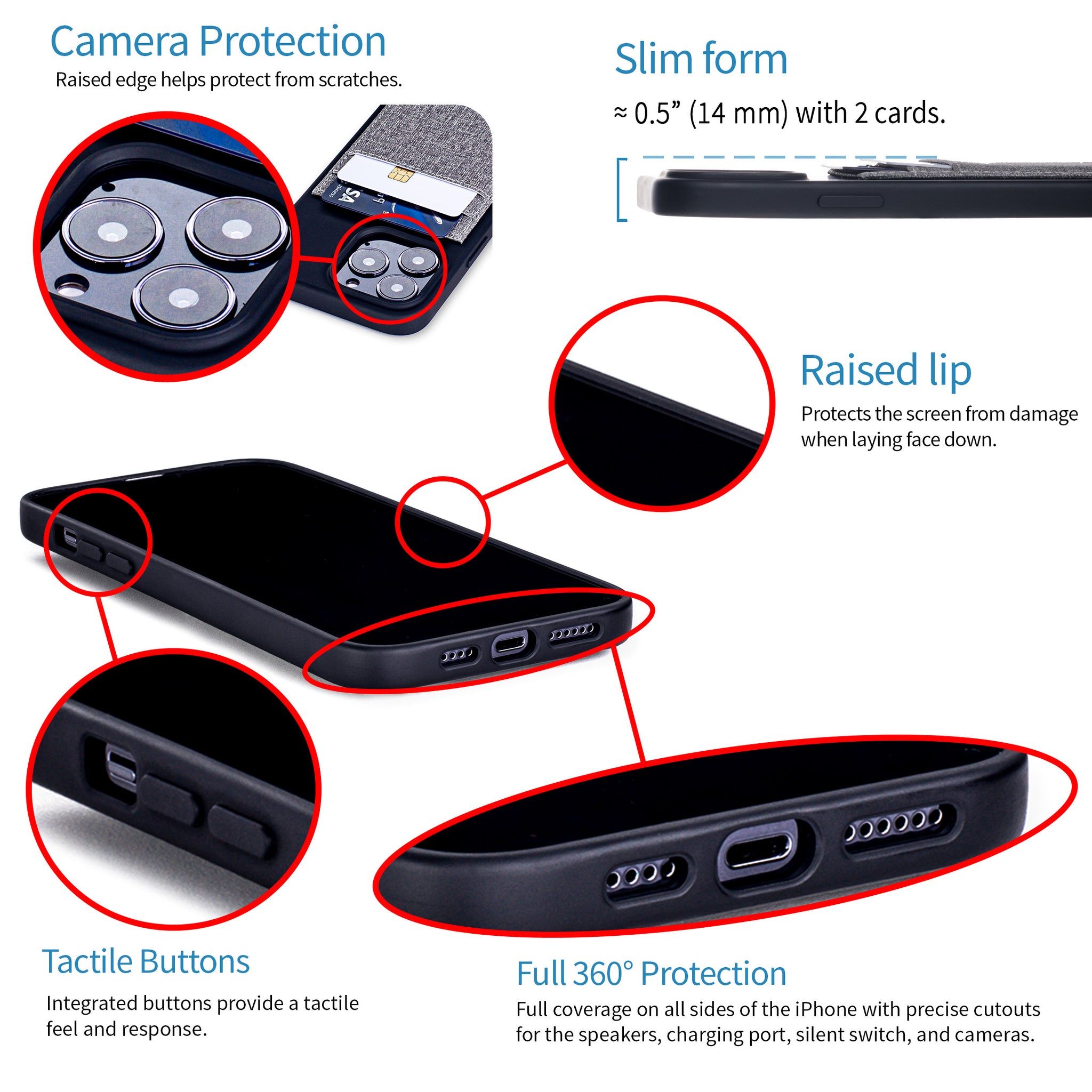 iPhone 13 Pro Luxe M2T Wallet Case [Black/Grey]