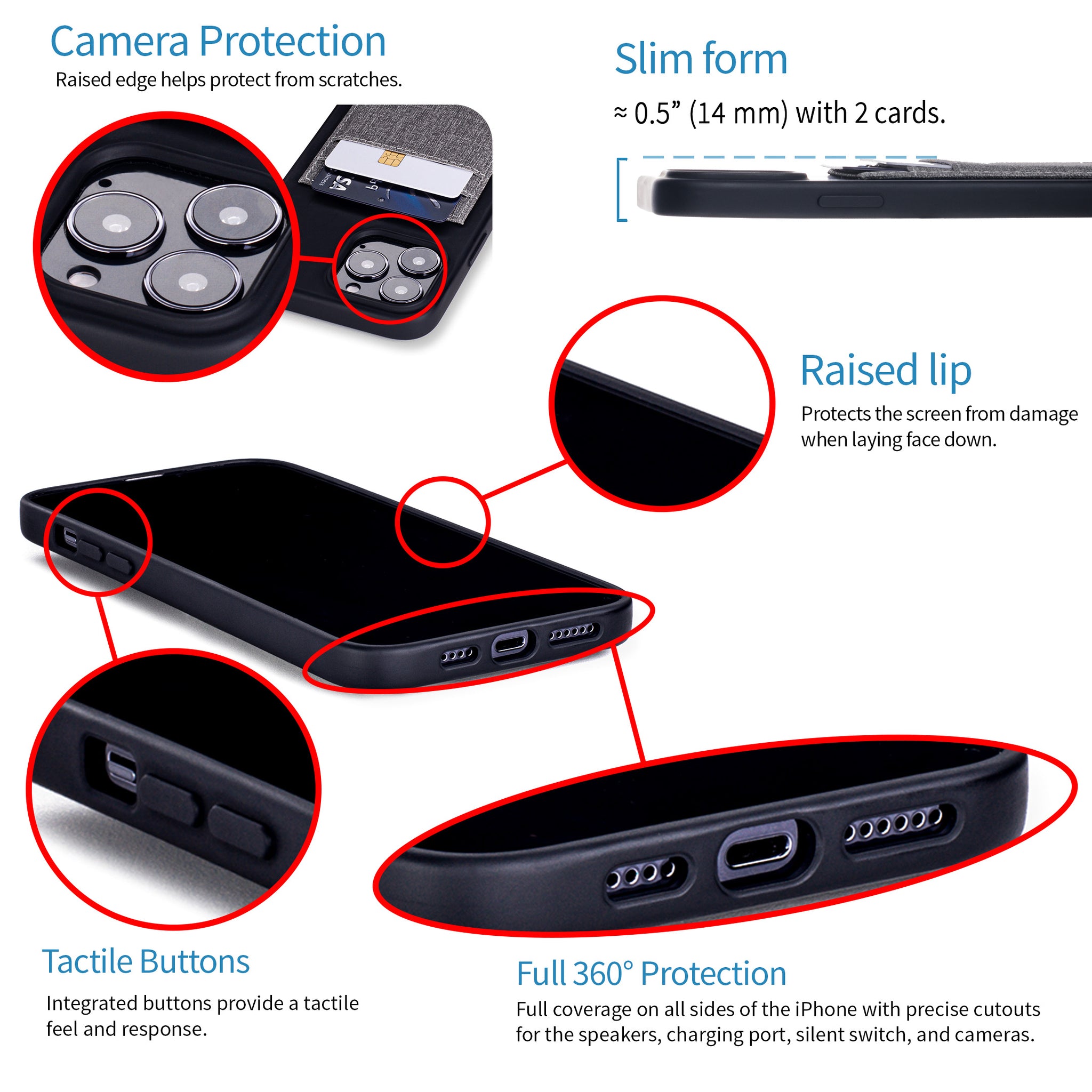 iPhone 13 Pro Max Luxe M2T Wallet Case [Black/Grey]