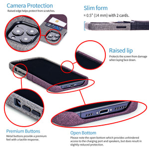 iPhone 13 Pro Max Luxe M2 Wallet Case [Maroon/Grey]