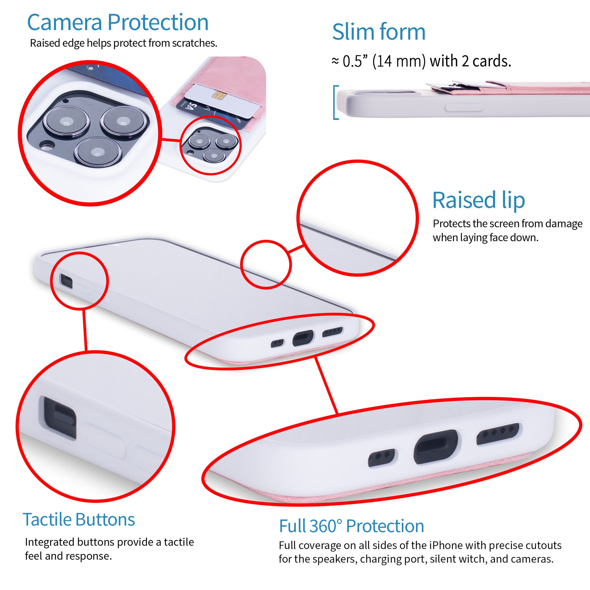 iPhone 13 Pro Exec M2T Wallet Case [White/Pink]
