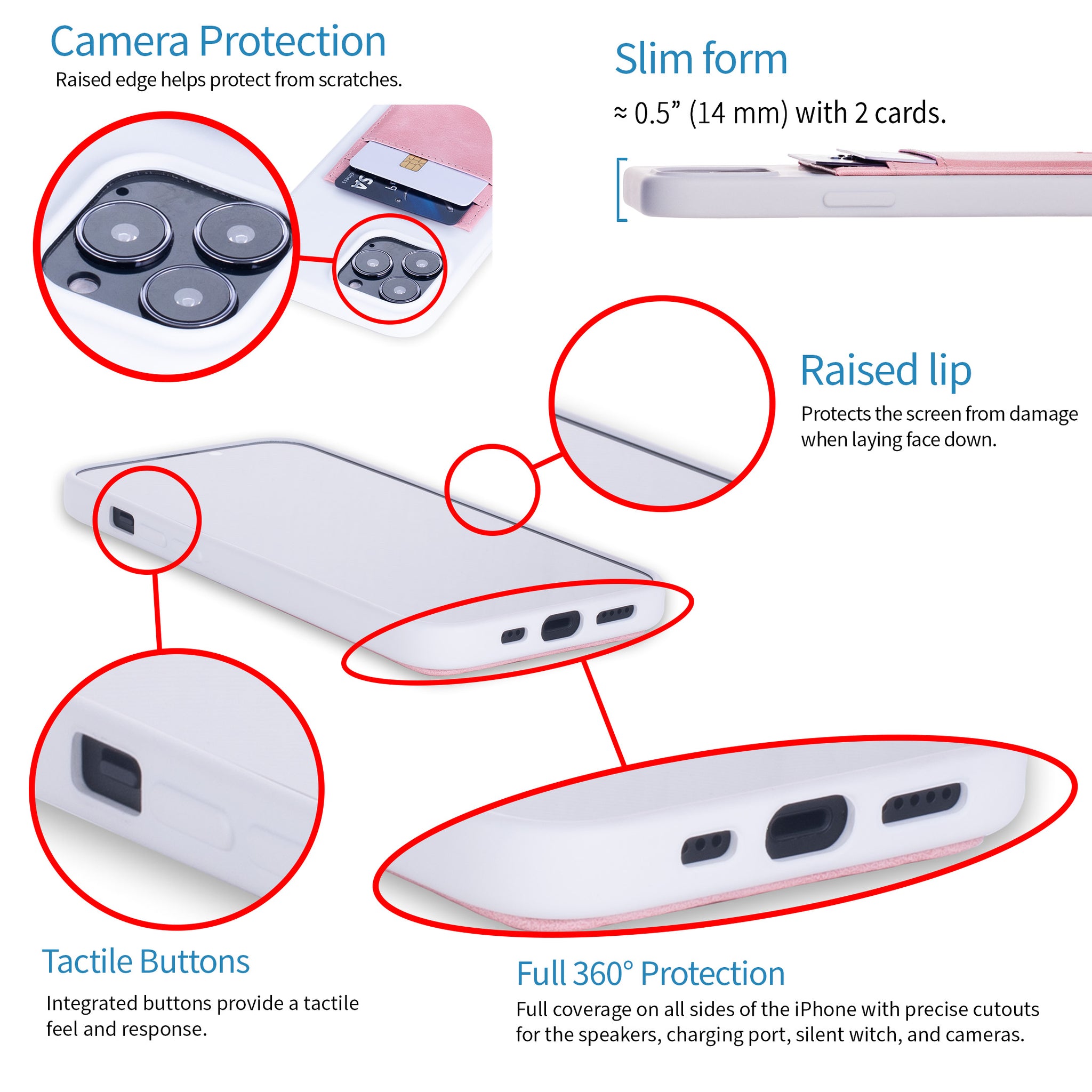 iPhone 13 Pro Max Exec M2T Wallet Case [White/Pink]