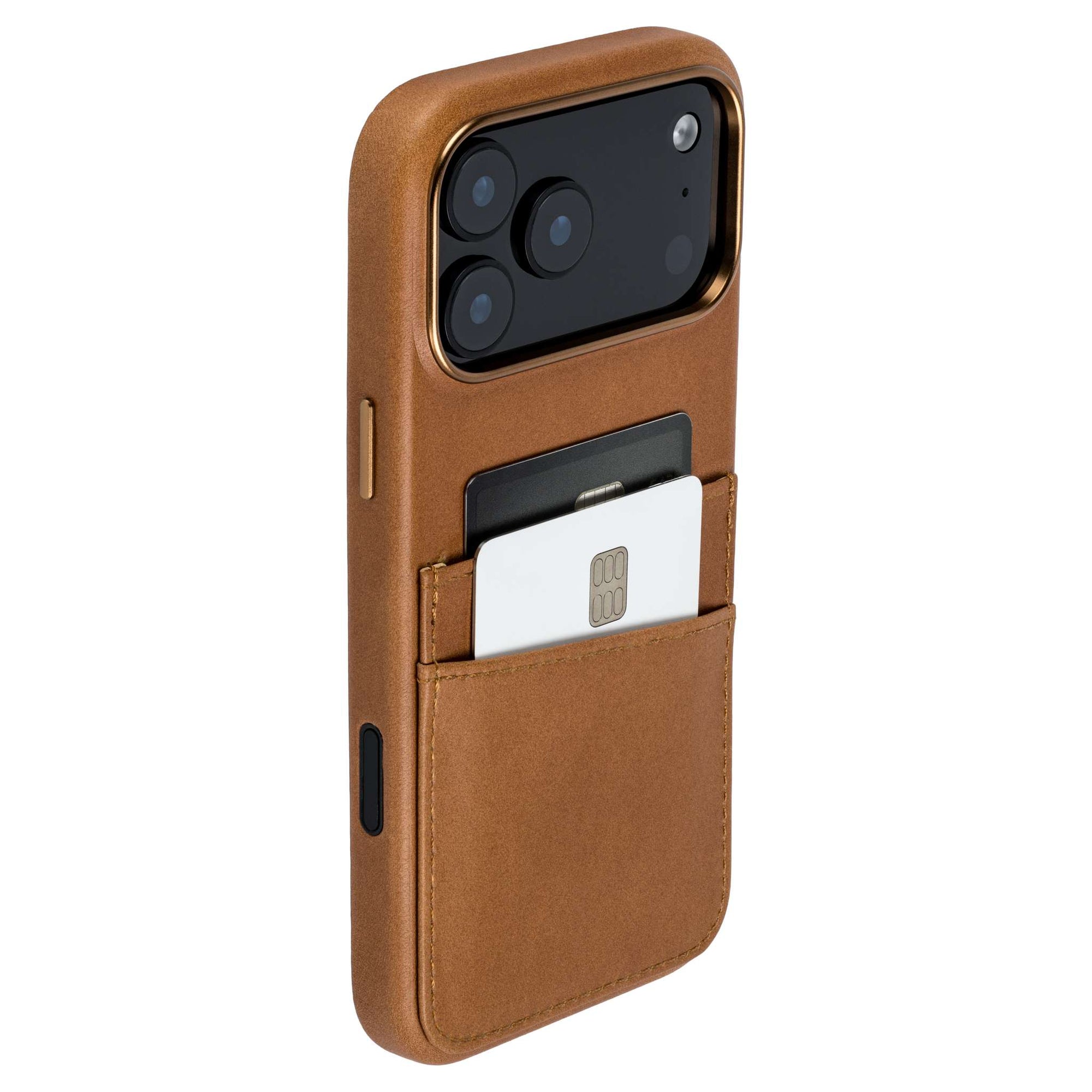 genuine leather m2gl case for iphone 17 pro max with 2 card holder slots