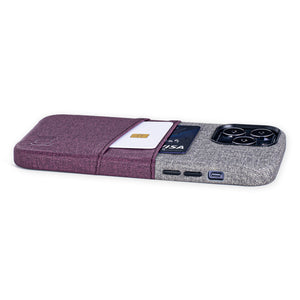 iPhone 13 Pro Max Luxe M2 Wallet Case [Maroon/Grey]