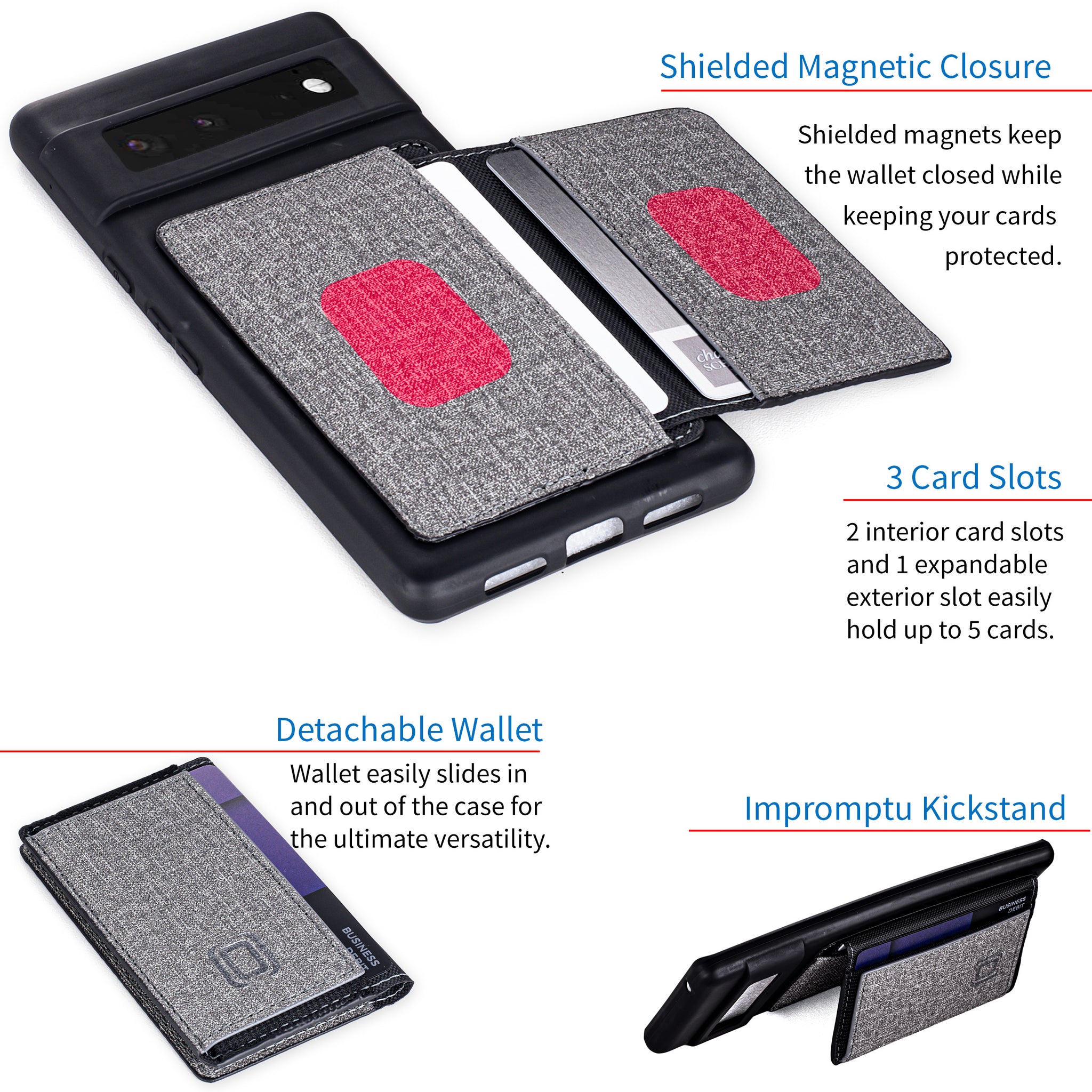 Pixel 6 Luxe MTF Flip Wallet Case [Black/Grey]