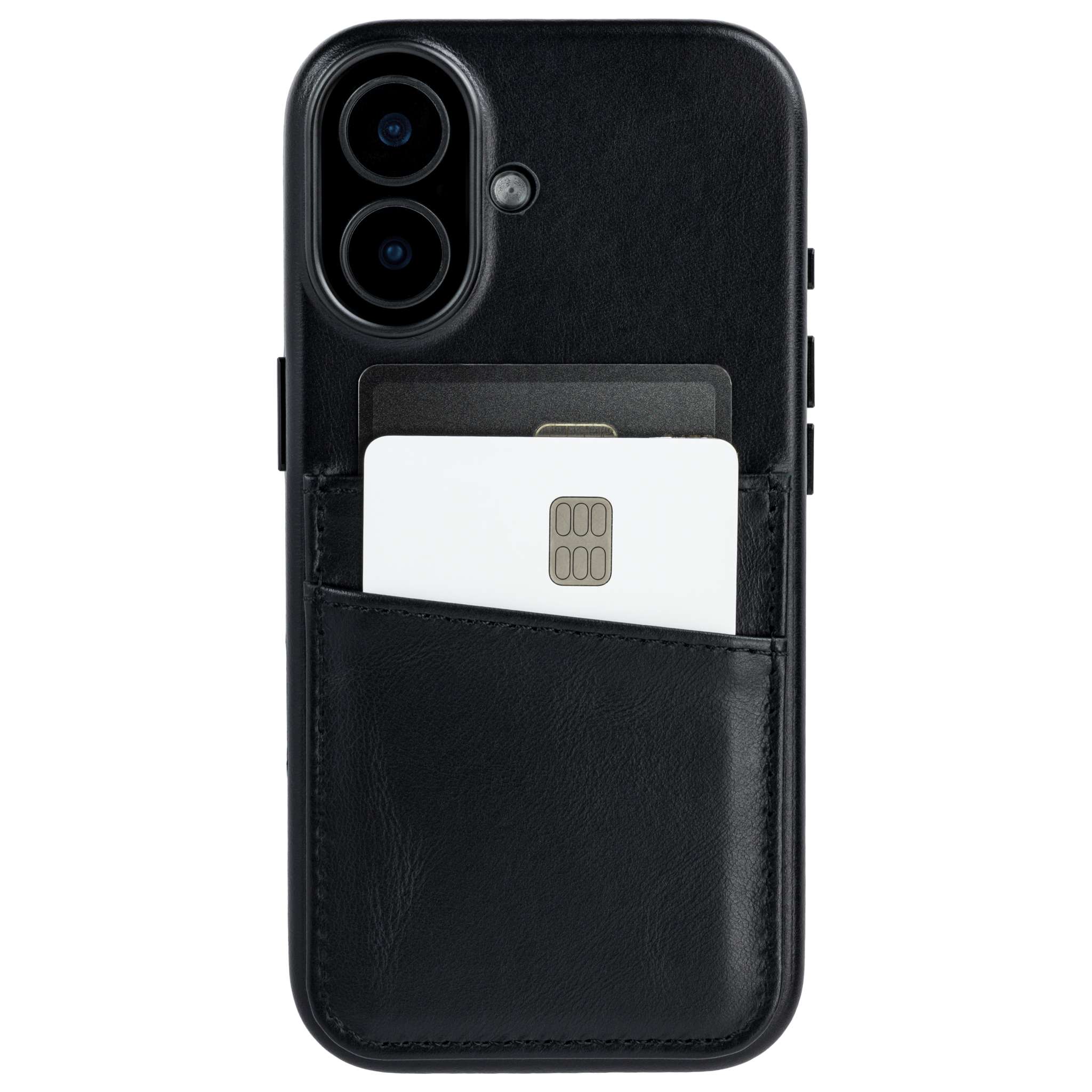 heavy duty stitched on pockets for 2 cards genuine leather wallet iphone case