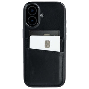 heavy duty stitched on pockets for 2 cards genuine leather wallet iphone case