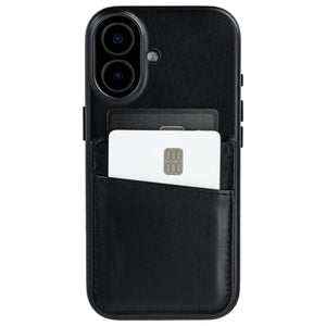 heavy duty stitched on pockets for 2 cards genuine leather wallet iphone case