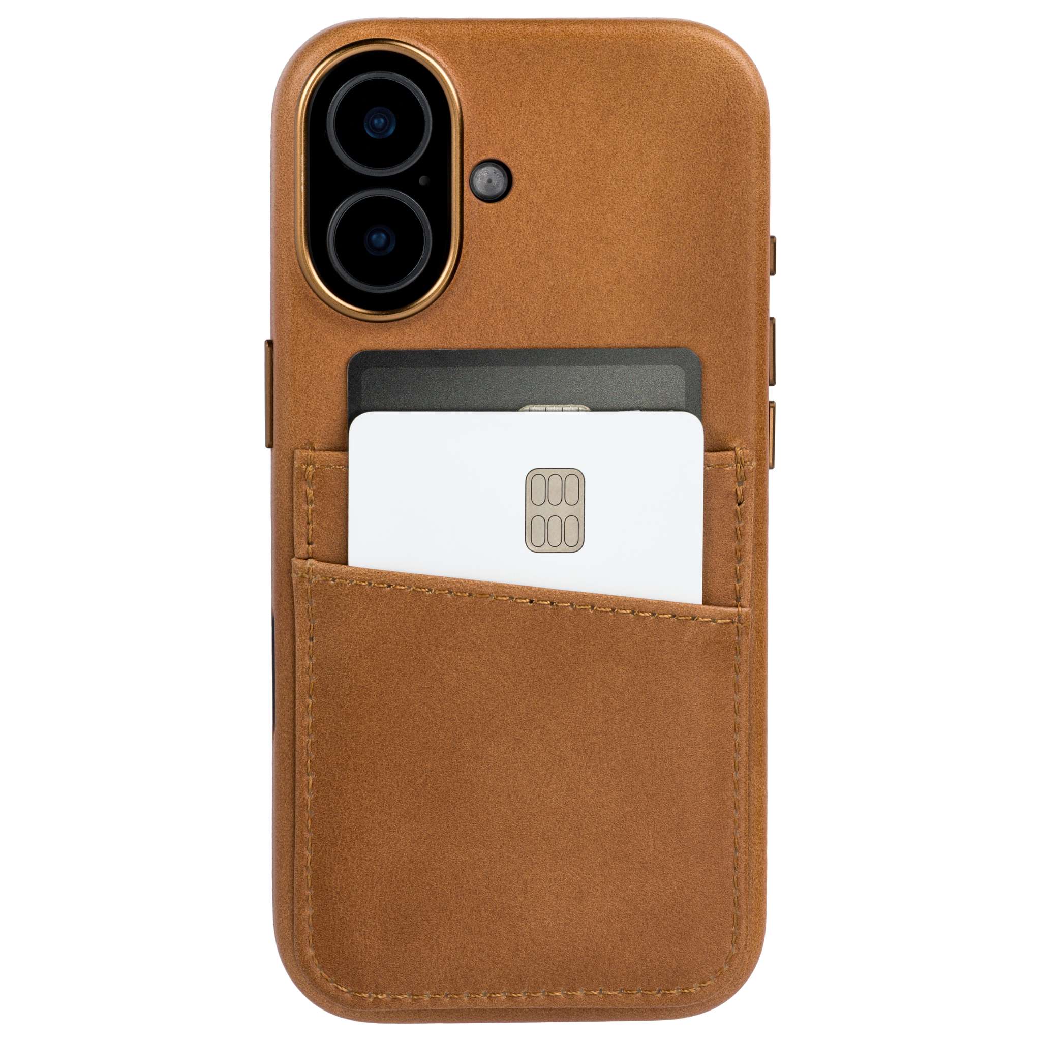 heavy duty stitched on pockets for 2 cards genuine leather wallet iphone case