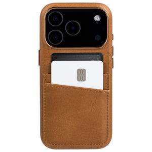 heavy duty stitched on pockets for 2 cards genuine leather wallet iphone case