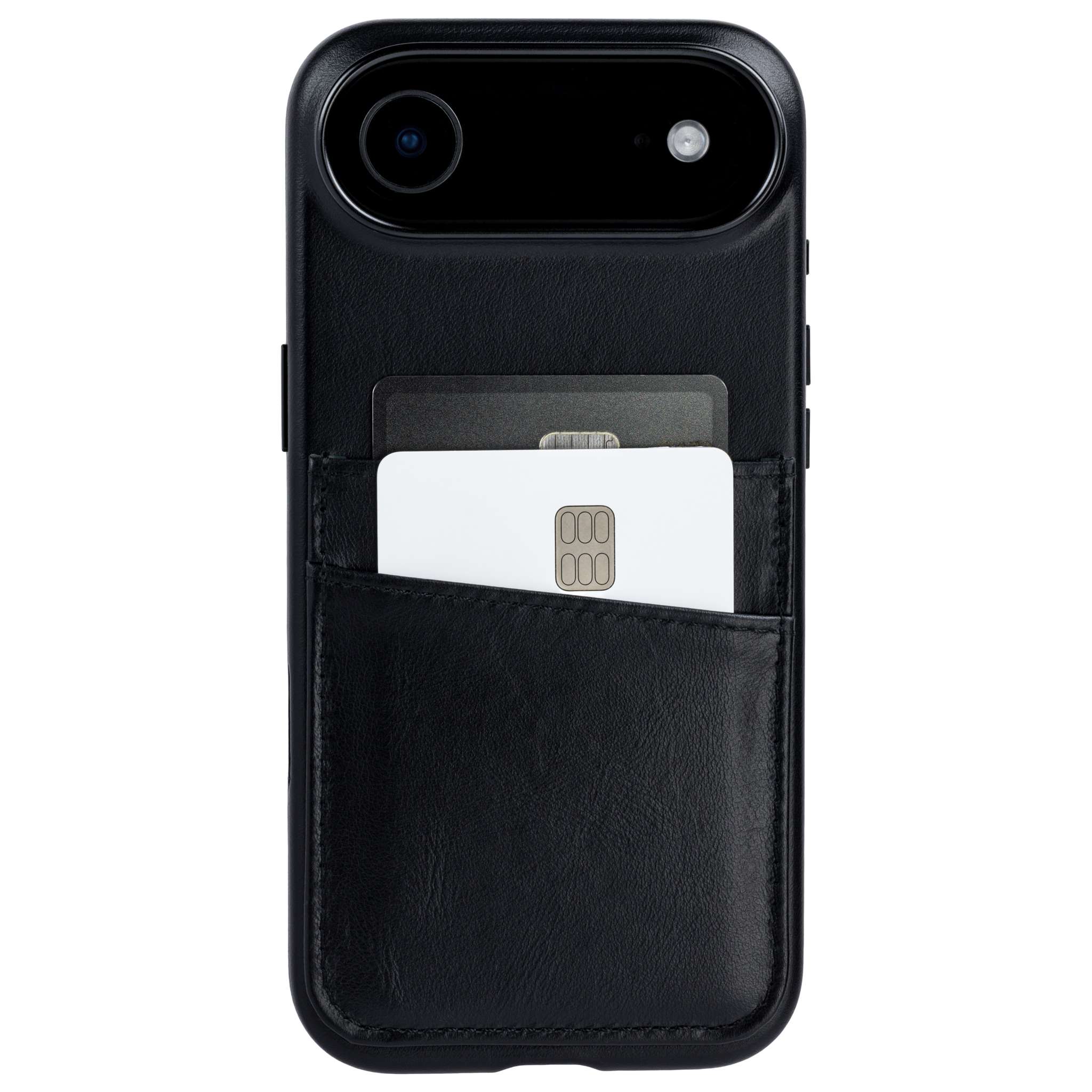 heavy duty stitched on pockets for 2 cards genuine leather wallet iphone case