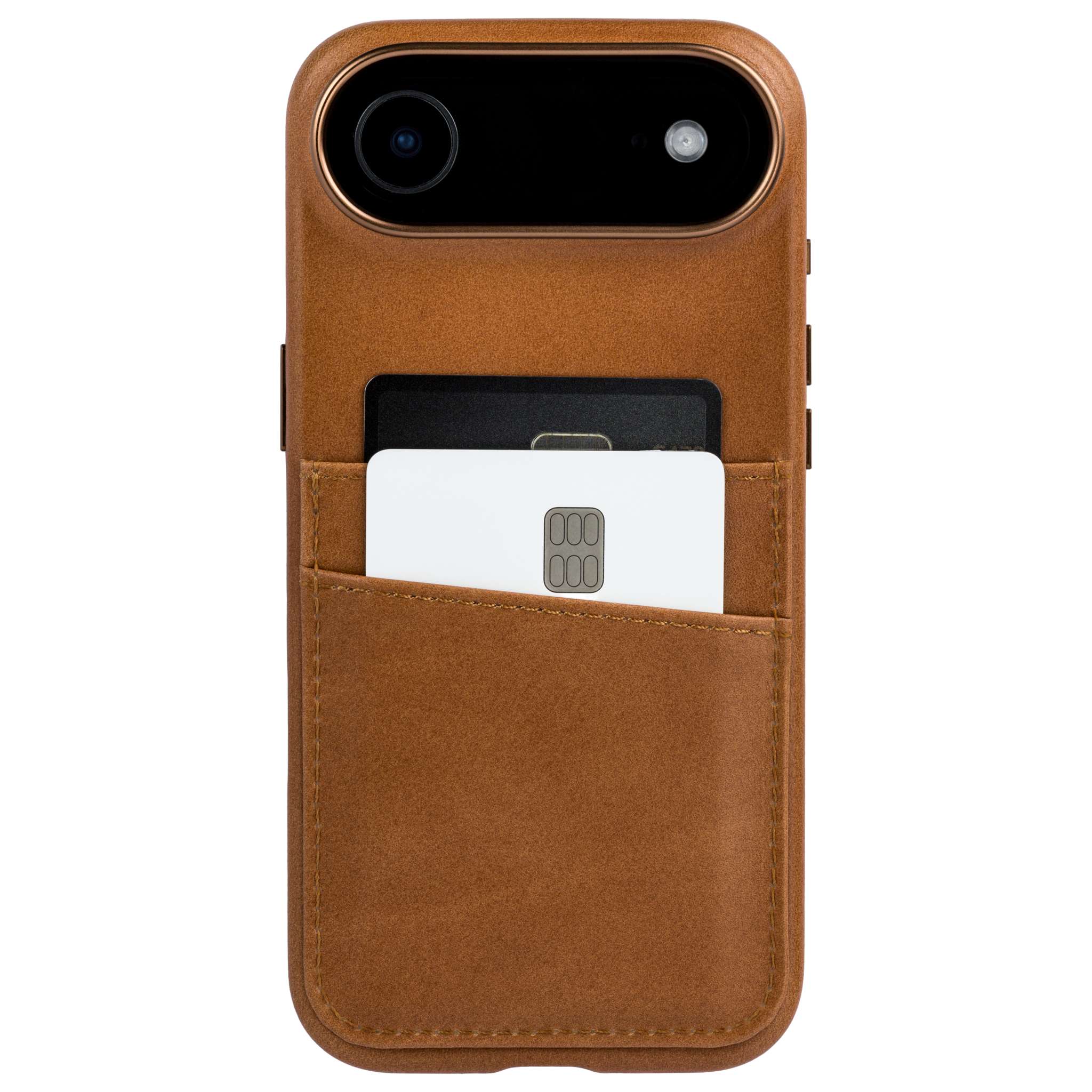 heavy duty stitched on pockets for 2 cards genuine leather wallet iphone case
