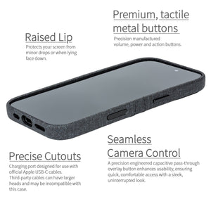 easy to use camera button, metal tactile buttons raised lip around edge for protection