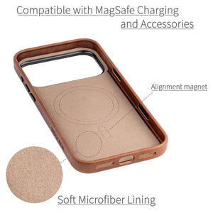 soft microfiber lining showing alignment magnet for magsafe stability