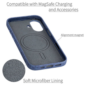 soft microfiber lining showing alignment magnet for magsafe stability