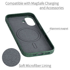 soft microfiber lining showing alignment magnet for magsafe stability