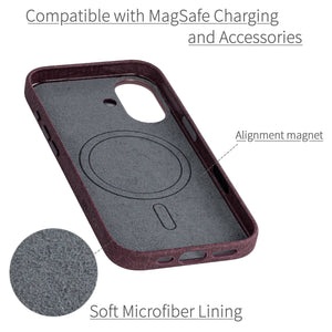 soft microfiber lining showing alignment magnet for magsafe stability