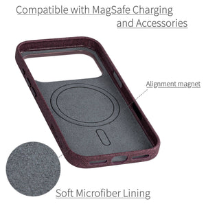 soft microfiber lining showing alignment magnet for magsafe stability