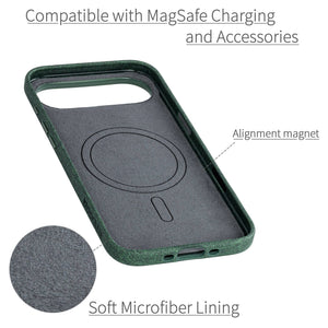 soft microfiber lining showing alignment magnet for magsafe stability