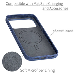 soft microfiber lining showing alignment magnet for magsafe stability