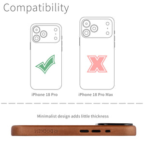 Slim Genuine Leather Case for iPhone 18 Pro - Brown - MSGL
