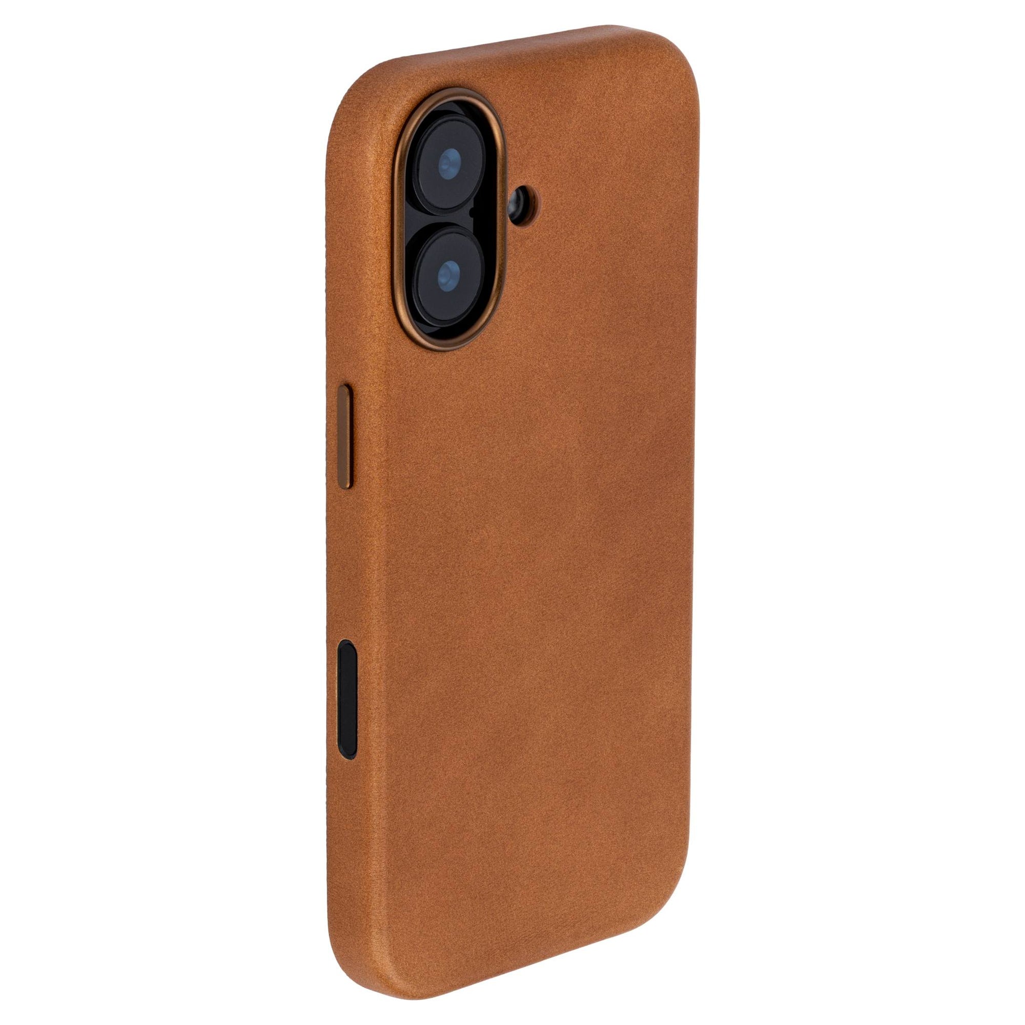 genuine leather slim case for iphone 17 metal camera ring and buttons