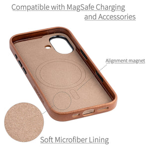 soft microfiber lining showing alignment magnet for magsafe stability