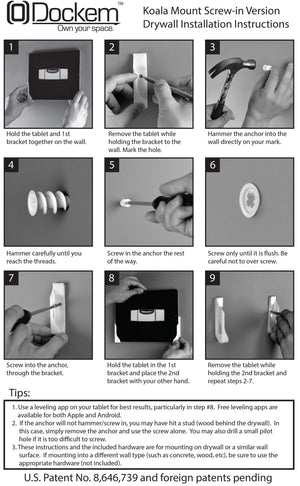 Koala Wall Mount for iPads, Tablets, Smartphones: Screw-In