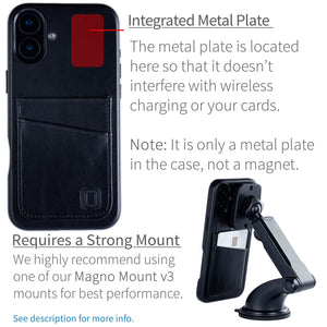 iphone 16 plus m2gl metal plate location for magnetic mounting on leather card case