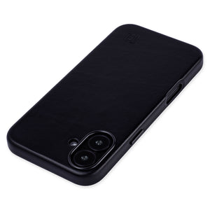 genuine leather slim case for iphone 16 plus metal camera ring and buttons
