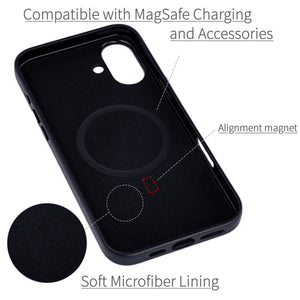 soft microfiber lining showing alignment magnet for magsafe stability