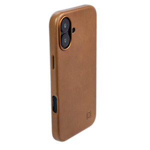 genuine leather slim case for iphone 16 plus metal camera ring and buttons
