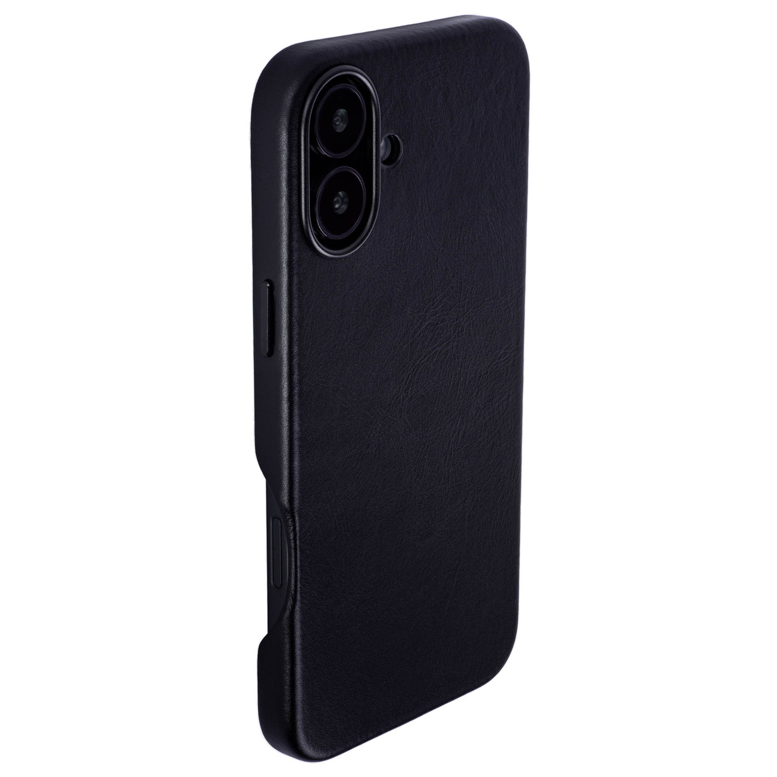 genuine leather slim case for iphone 16 plus metal camera ring and buttons