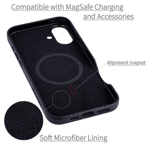 soft microfiber lining showing alignment magnet for magsafe stability