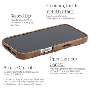 completely exposed camera button, metal tactile buttons raised lip around edge for protection