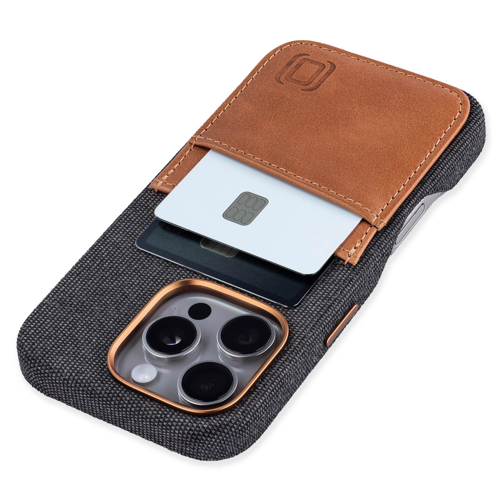 genuine leather fabric case for iphone 16 pro with 2 card holder slots