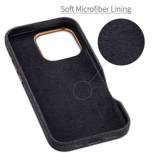 soft microfiber lining to protect the back from scratches, gentle resting spot for your phone