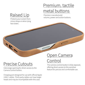 precise cut-outs and raised all edge protection for genuine leather cases