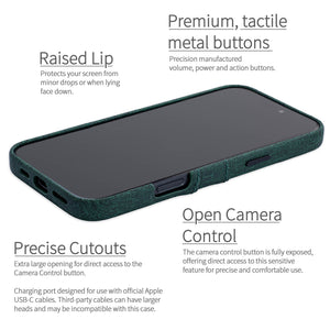 completely exposed camera button, metal tactile buttons raised lip around edge for protection