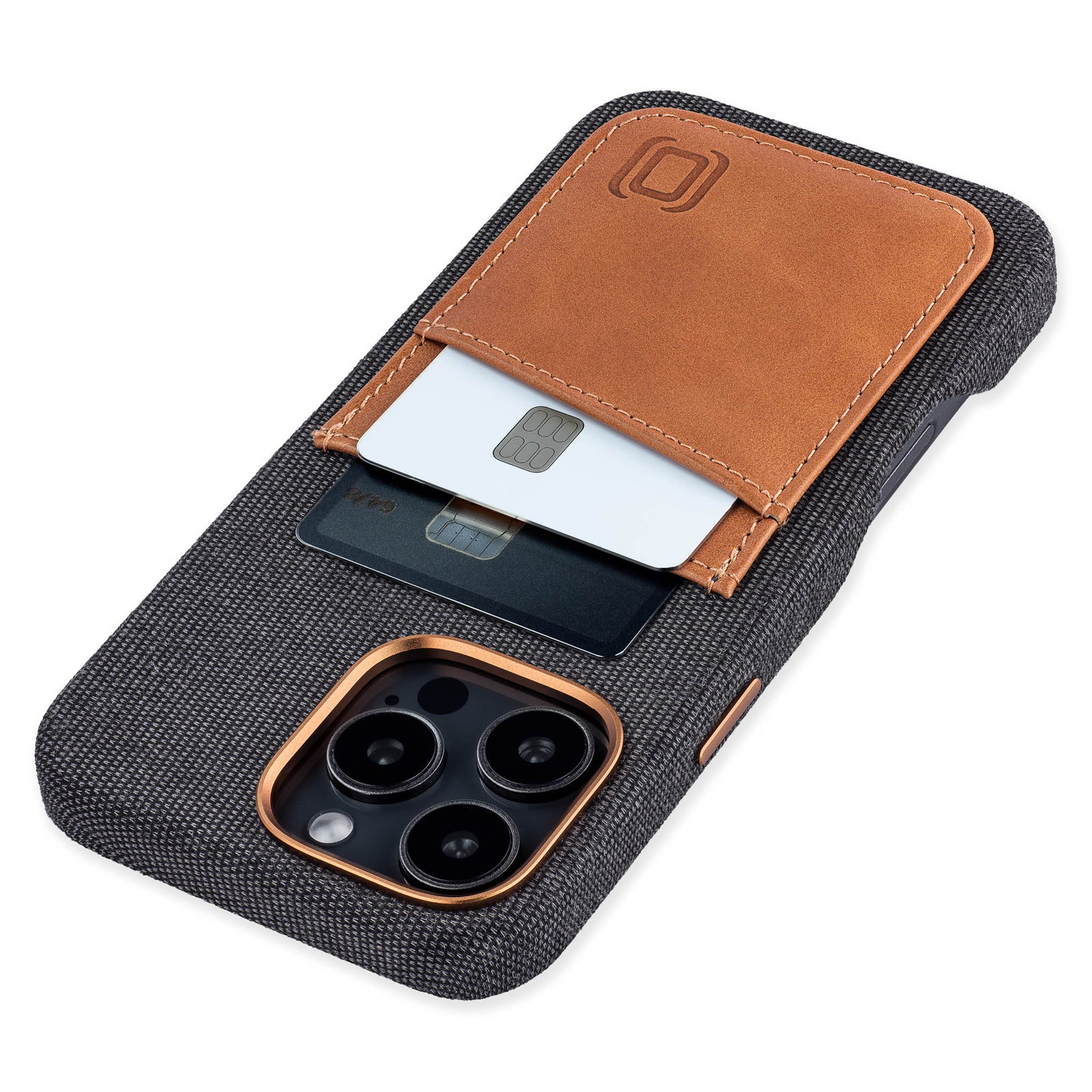 genuine leather fabric case for iphone 16 pro max with 2 card holder slots