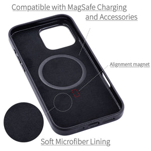 soft microfiber lining showing alignment magnet for magsafe stability