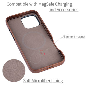 soft microfiber lining showing alignment magnet for magsafe stability