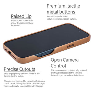 full access to camera button with lip and edge protection
